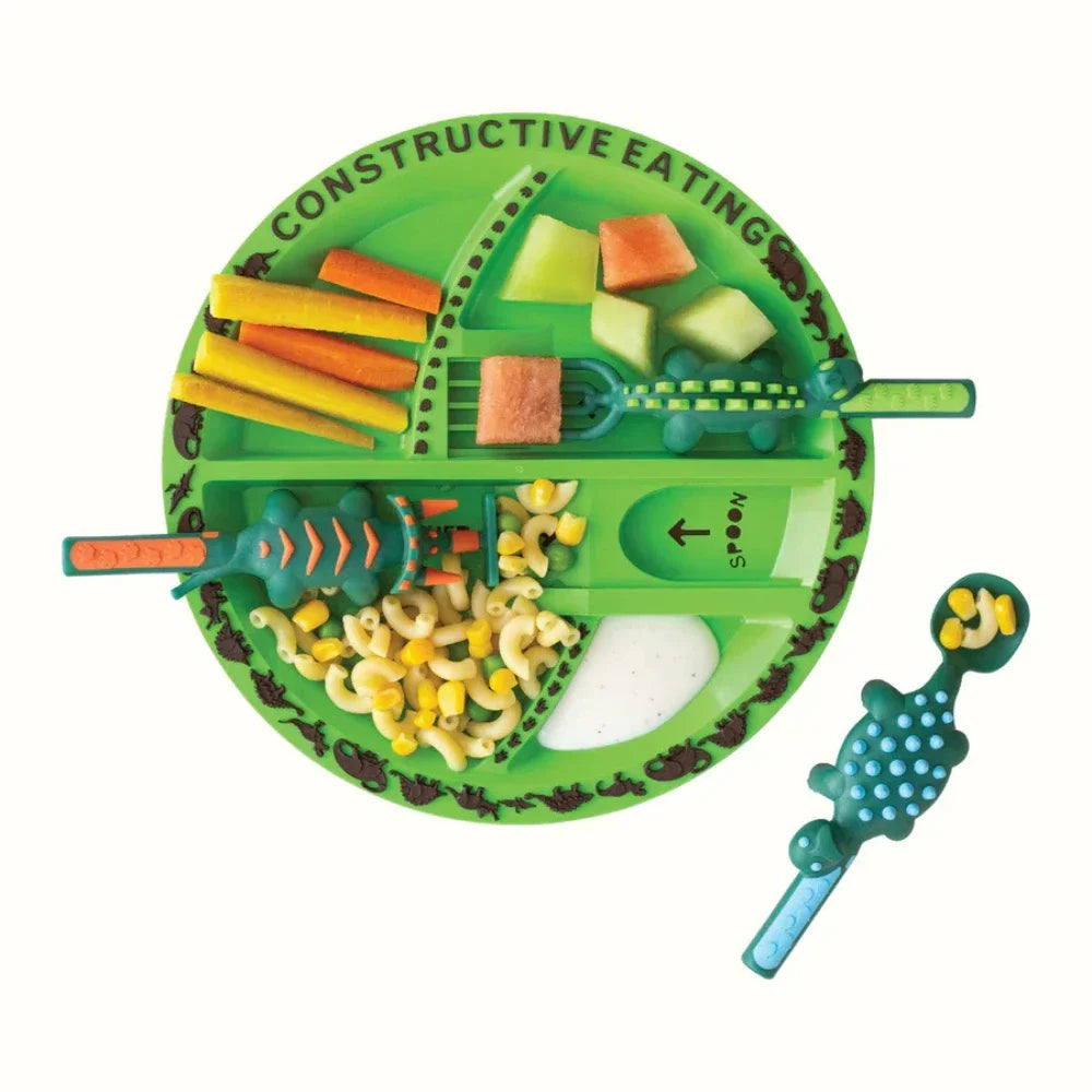 NÆL® Dino Kindergeschirr Set – BPA-freies Esslernset mit Besteck