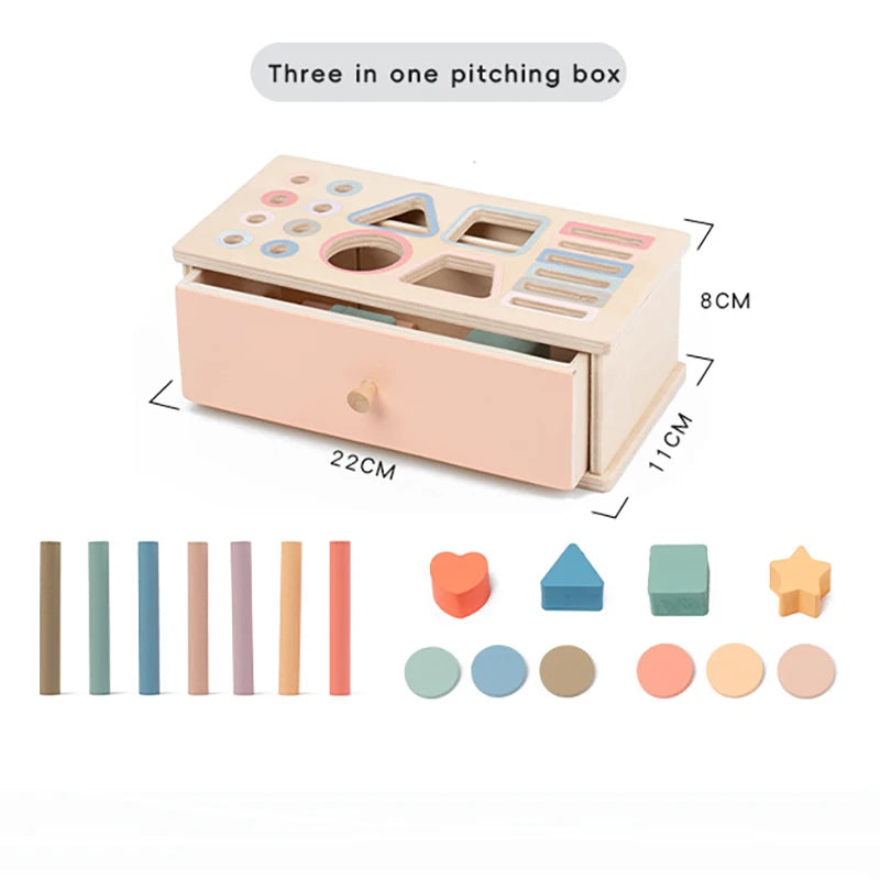 NÆL® Montessori Lernbox aus Holz – Spielerisch Farben, Formen und Motorik entdecken