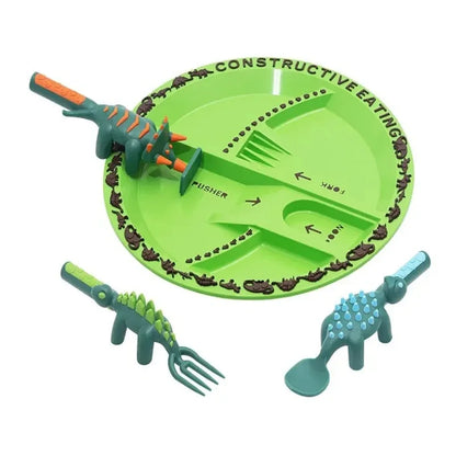 NÆL® Dino Kindergeschirr Set – BPA-freies Esslernset mit Besteck