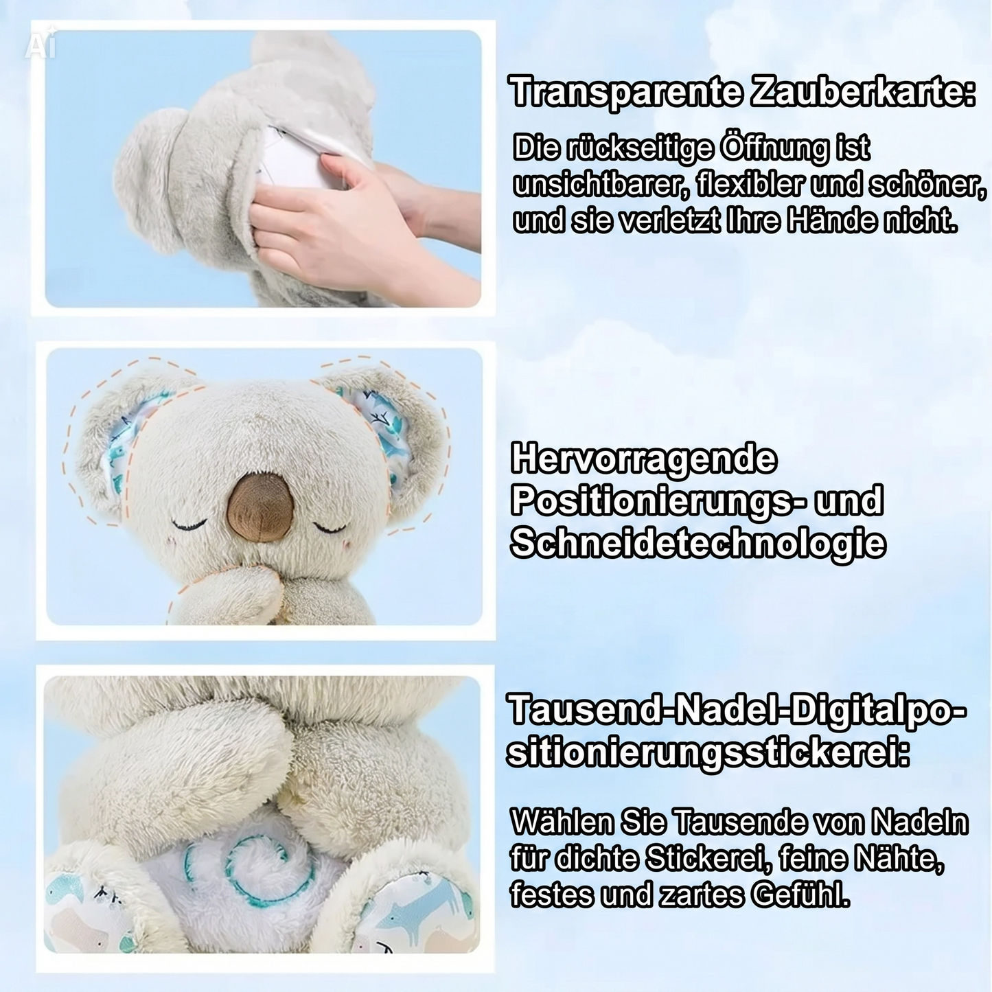 NÆL® Koala Einschlafhilfe – Kuscheltier mit Atemsimulation, Nachtlicht & Musik
