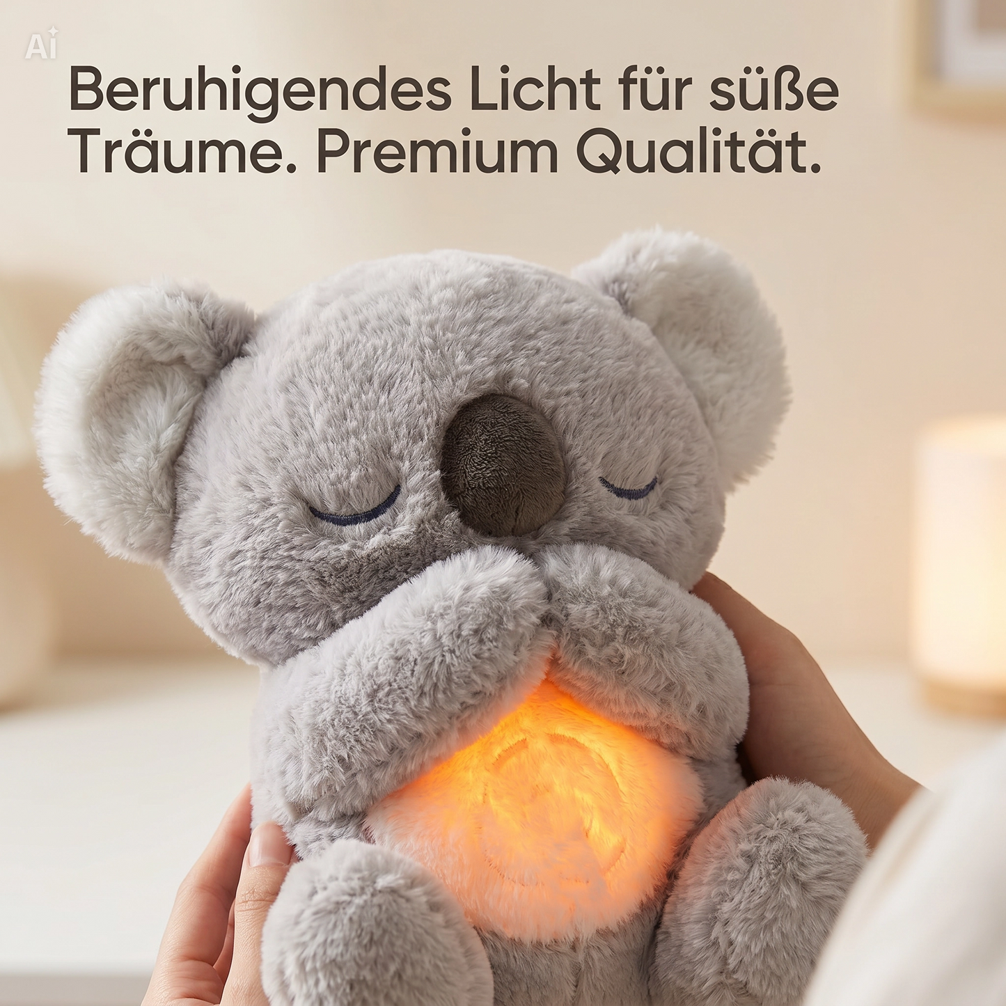 NÆL® Koala Einschlafhilfe – Kuscheltier mit Atemsimulation, Nachtlicht & Musik