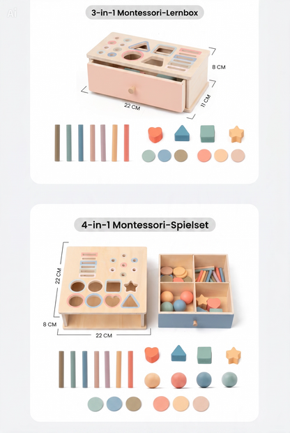 NÆL® Montessori Lernbox aus Holz – Spielerisch Farben, Formen und Motorik entdecken