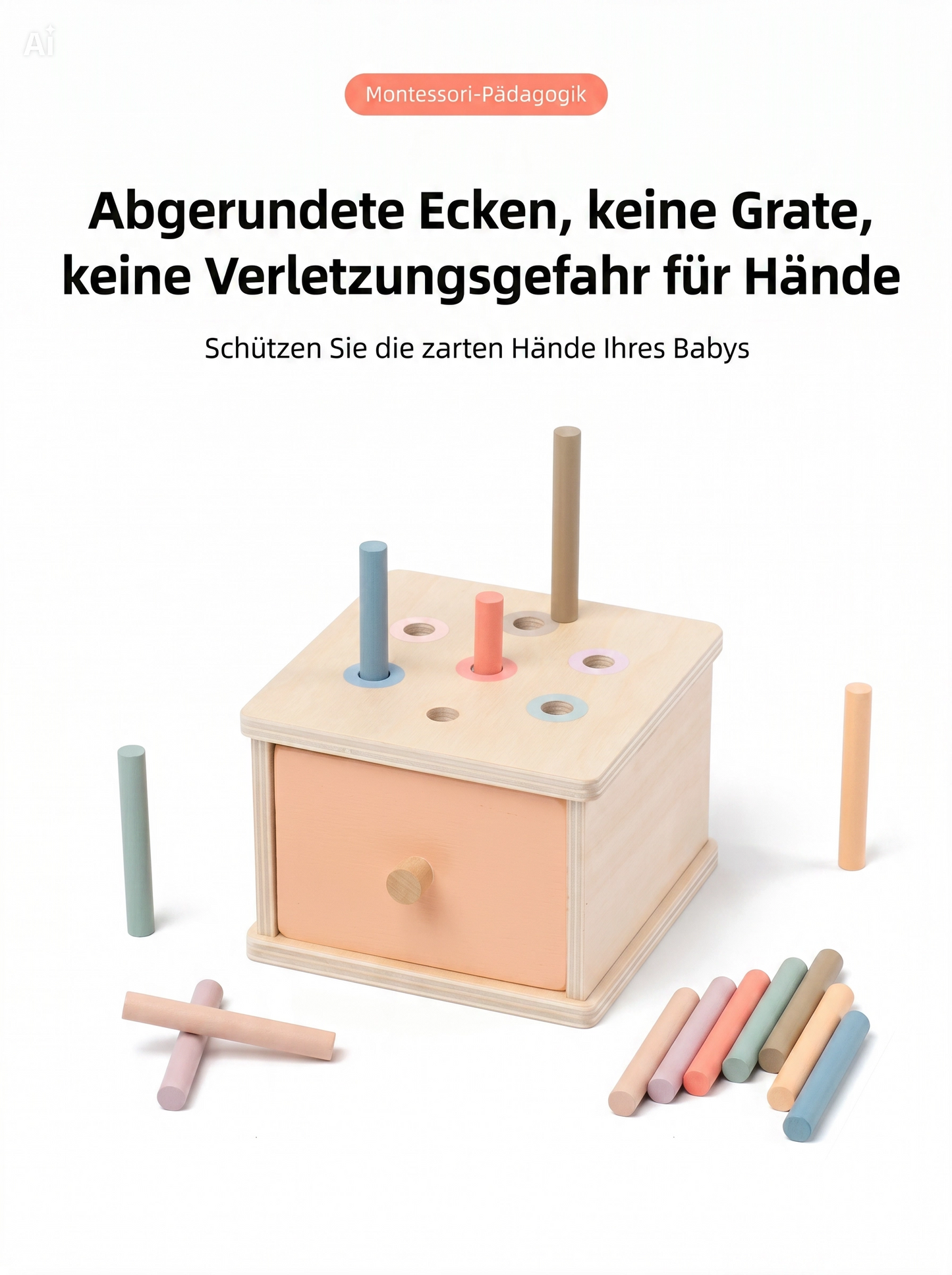 NÆL® Montessori Lernbox aus Holz – Spielerisch Farben, Formen und Motorik entdecken