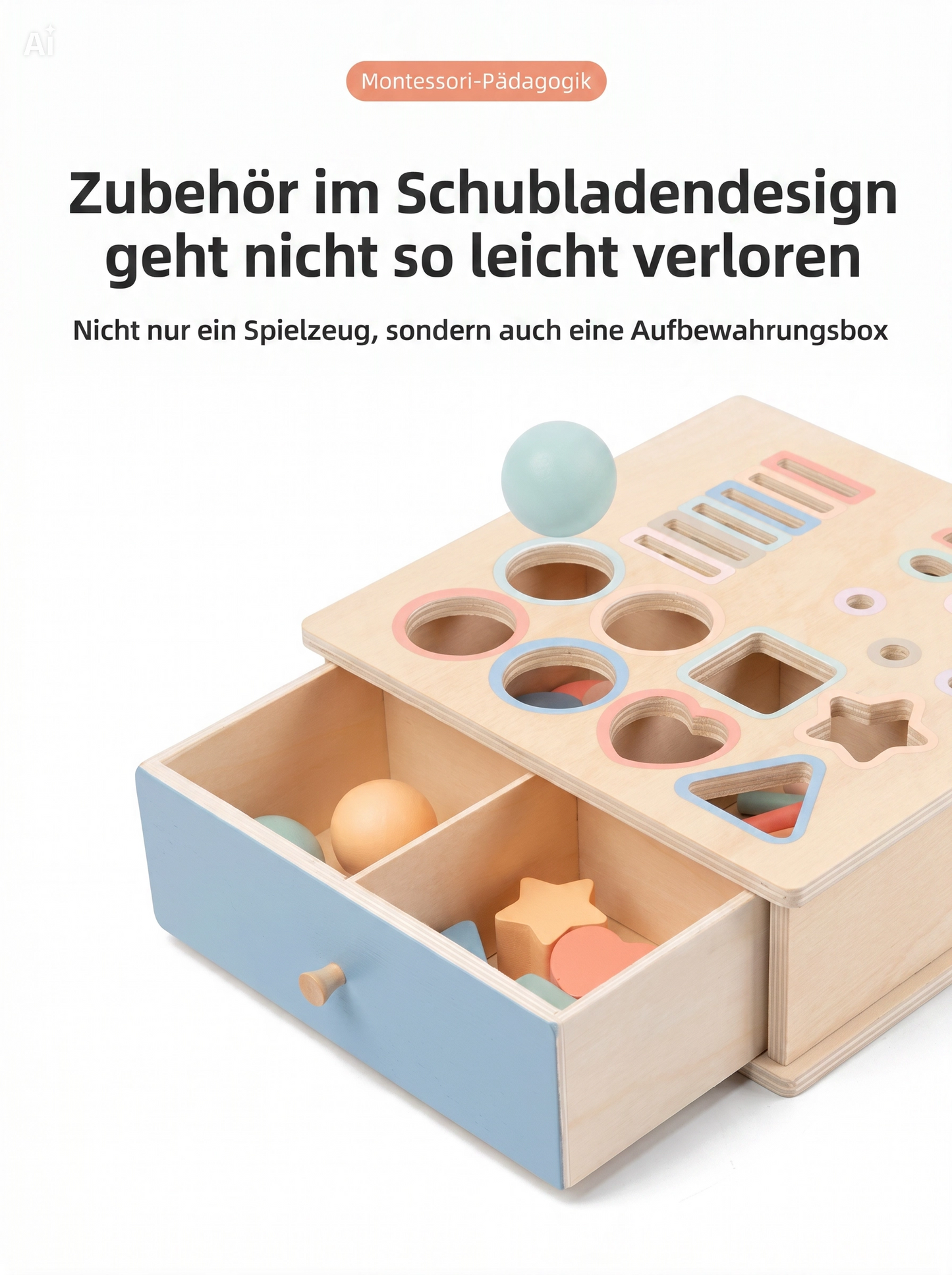 NÆL® Montessori Lernbox aus Holz – Spielerisch Farben, Formen und Motorik entdecken