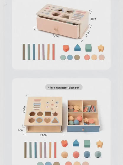 NÆL® Montessori Lernbox aus Holz – Spielerisch Farben, Formen und Motorik entdecken