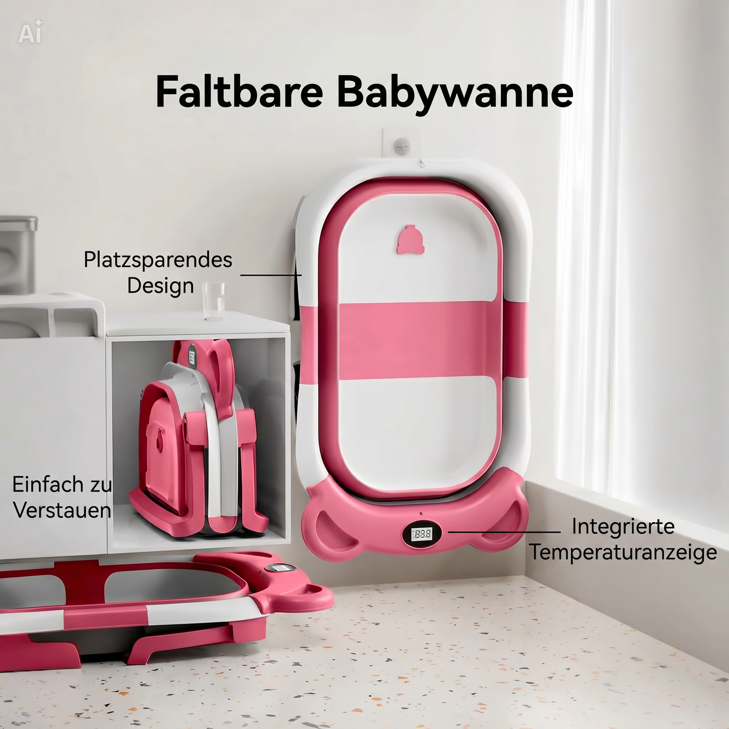 NÆL® Baby Spa Badewanne™ – Faltbare Babybadewanne mit Thermometer