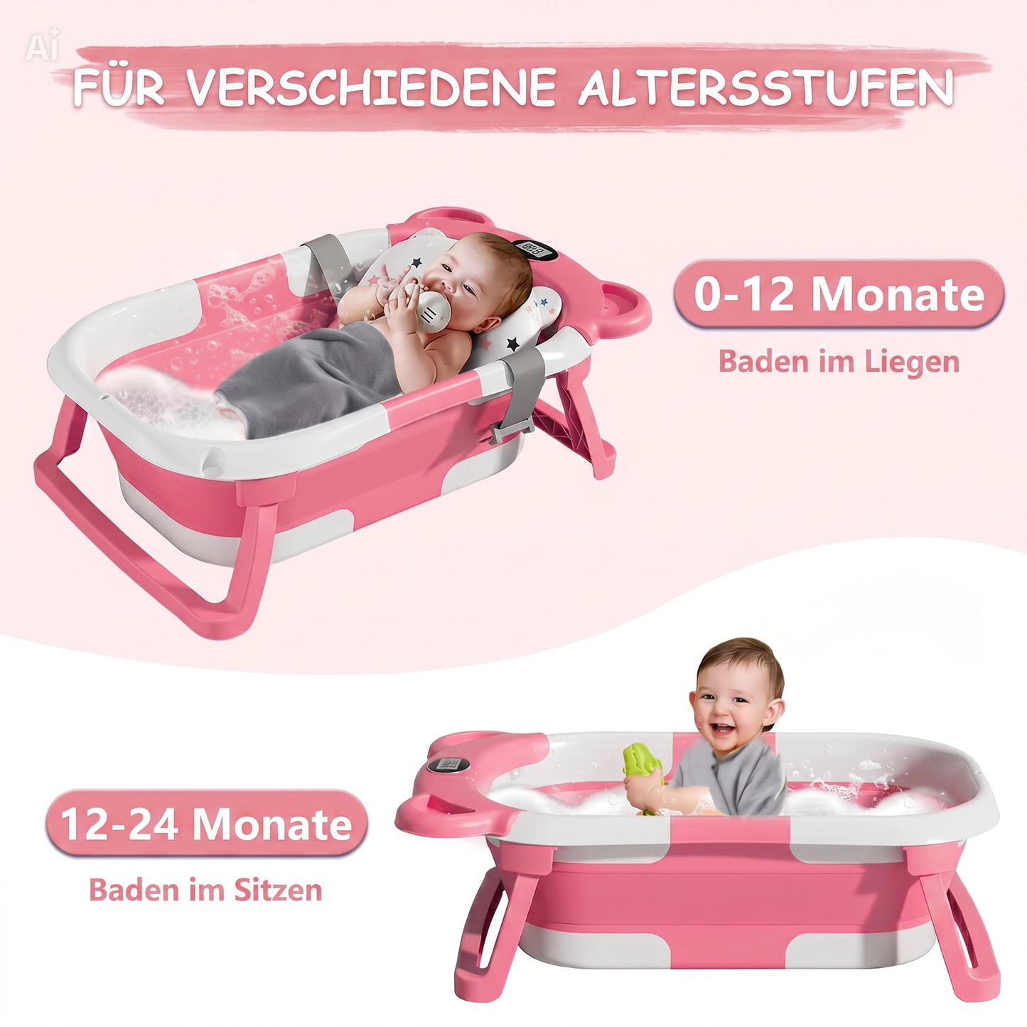 NÆL® Baby Spa Badewanne™ – Faltbare Babybadewanne mit Thermometer
