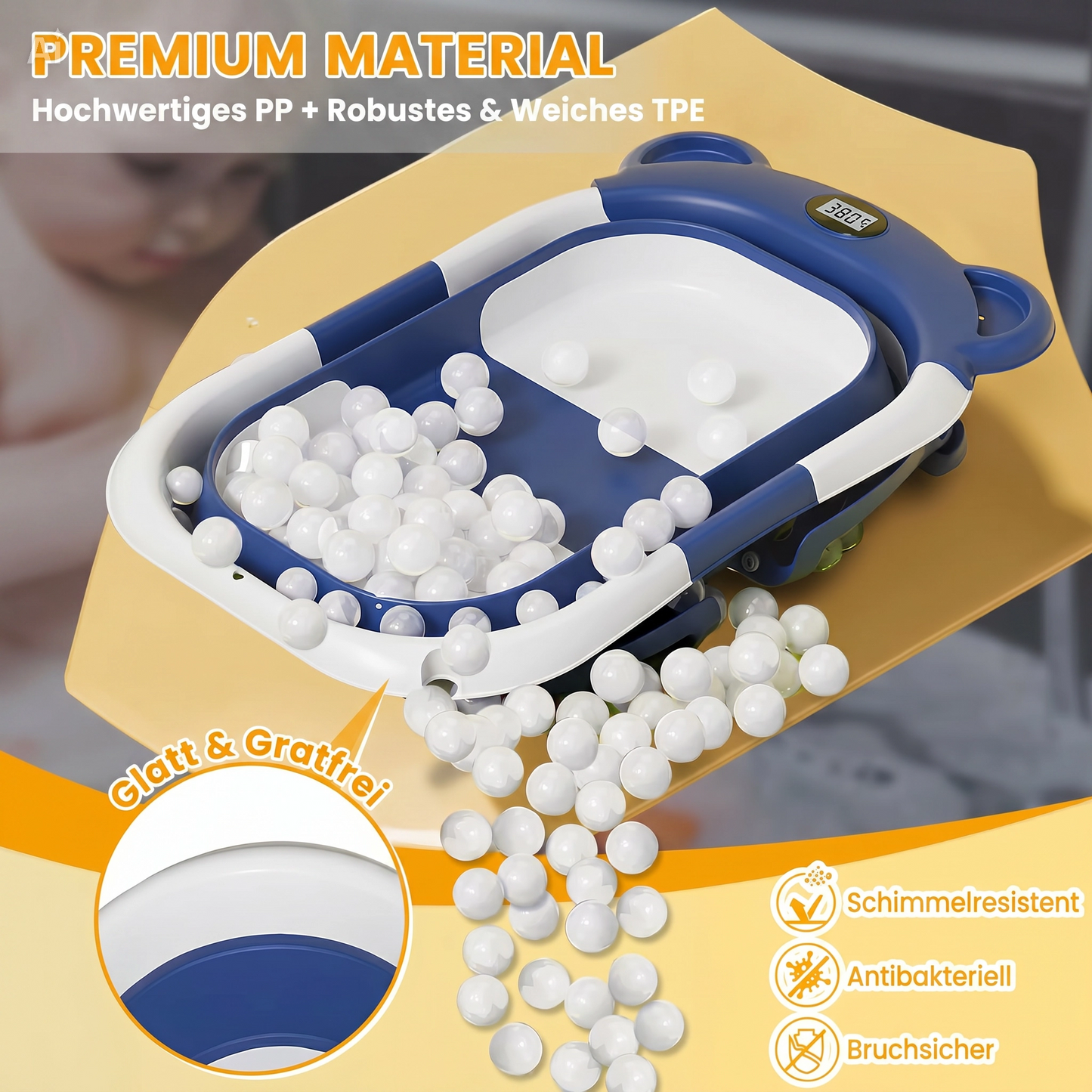 NÆL® Baby Spa Badewanne™ – Faltbare Babybadewanne mit Thermometer