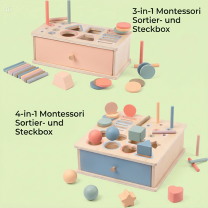 NÆL® Montessori Lernbox aus Holz – Spielerisch Farben, Formen und Motorik entdecken