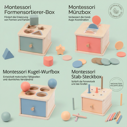NÆL® Montessori Lernbox aus Holz – Spielerisch Farben, Formen und Motorik entdecken