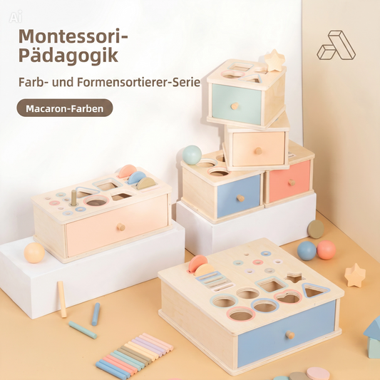 NÆL® Montessori Lernbox aus Holz – Spielerisch Farben, Formen und Motorik entdecken