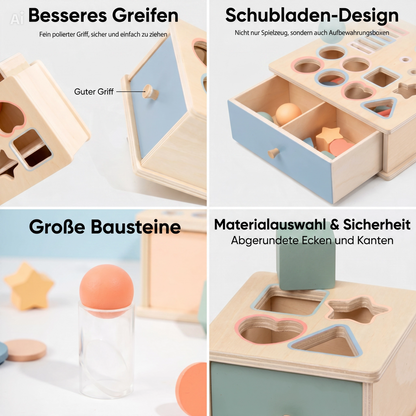 NÆL® Montessori Lernbox aus Holz – Spielerisch Farben, Formen und Motorik entdecken