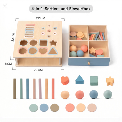 NÆL® Montessori Lernbox aus Holz – Spielerisch Farben, Formen und Motorik entdecken