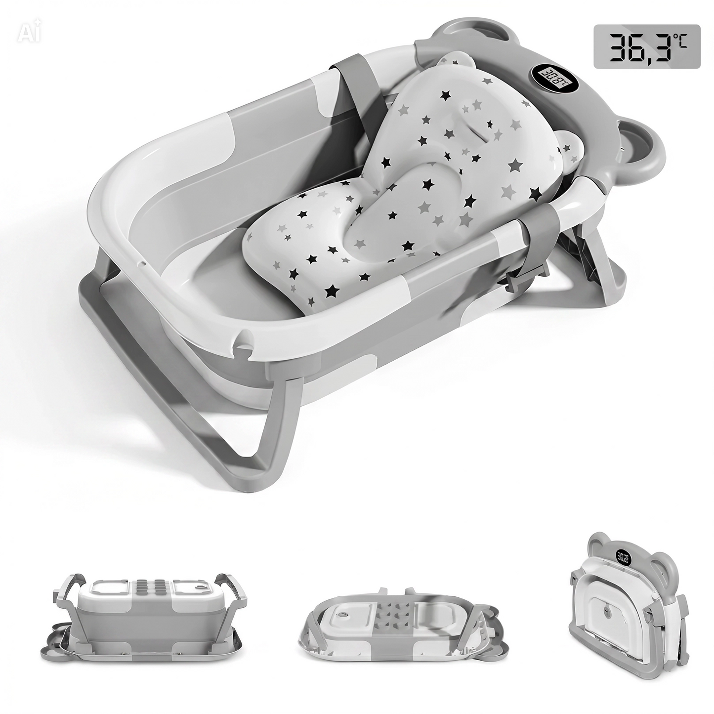NÆL® Baby Spa Badewanne™ – Faltbare Babybadewanne mit Thermometer